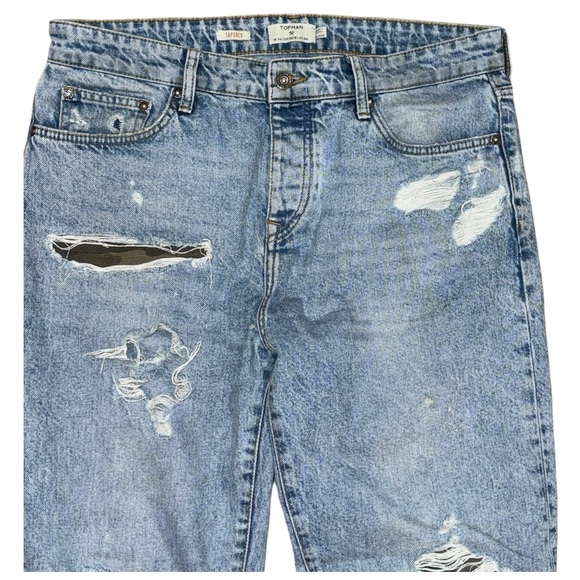 Topman Men’s Camouflage Patch Distressed Jeans Size 34 - Picture 2 of 6